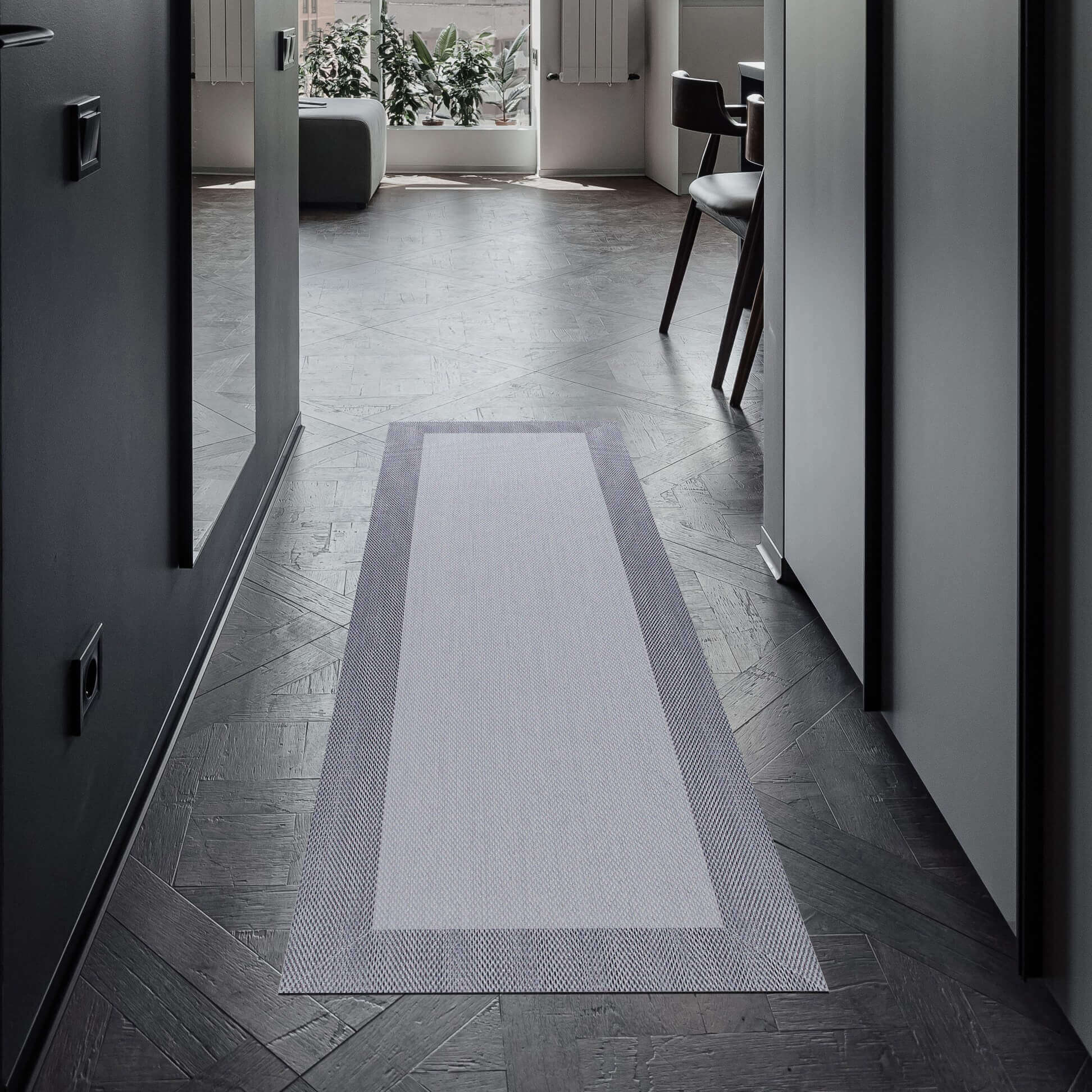 tapis gris couloir, tapis vinyl gris, tapis couloir gris